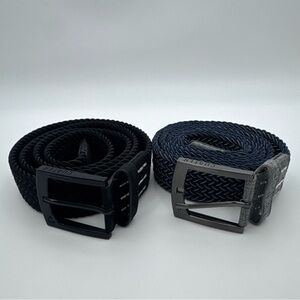 2 CUATER by Travis Mathew Woven Braided Fabric Stretch Golf Belt Blue Black 44”